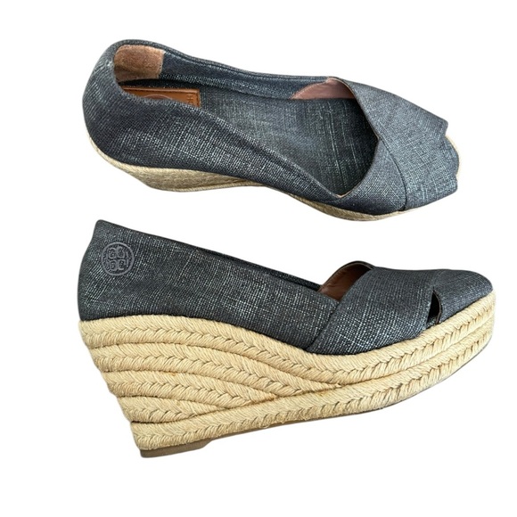 Tory Burch - Filipa Espadrilles Peep Toe Wedge Sandals Sz 7.5 - Picture 1 of 10
